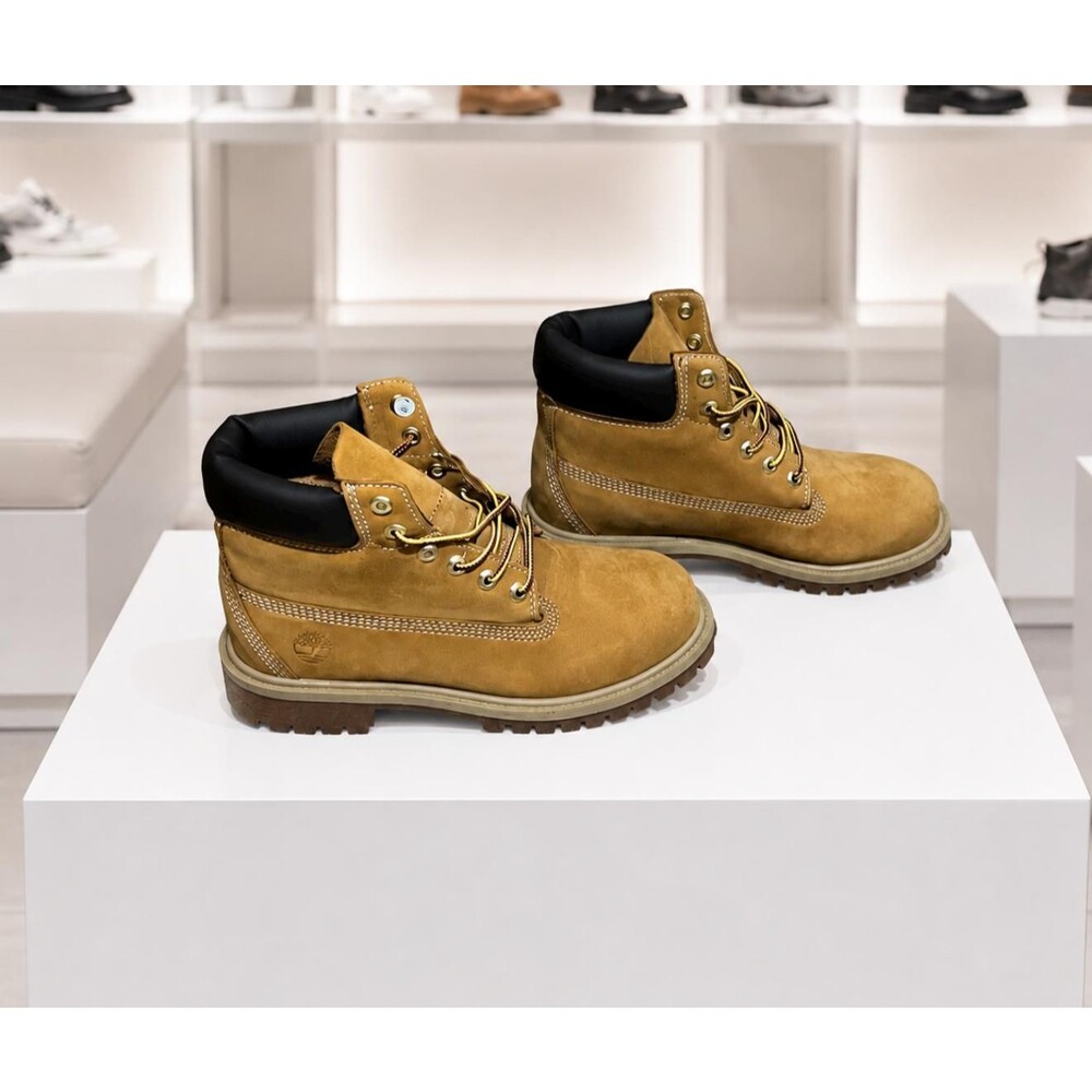 Timberland Youth 6" Premium Waterproof Boots Wheat Nubuck Size 3M Style 12709